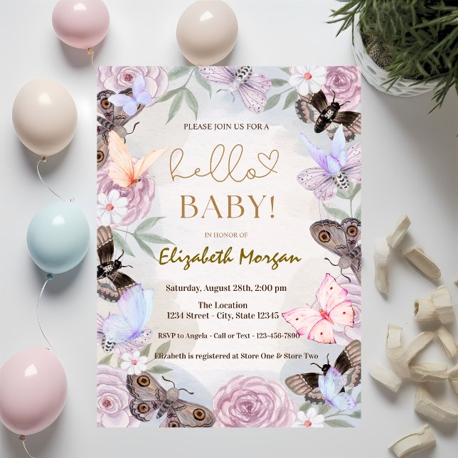 Vattenfärgsblommor Blommor Dots Baby Shower Inbjudningar (Skapare uppladdad)