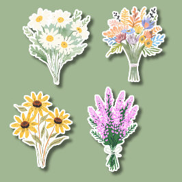 Vattenfärgsblommor, blomsterBouquets vattentäta Klistermärken
