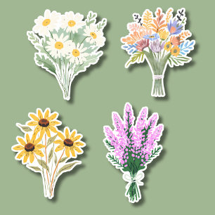 Vattenfärgsblommor, blomsterBouquets vattentäta Klistermärken