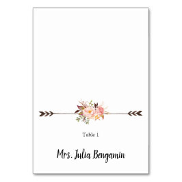 Vattenfärgsblommor Bohemian Bröllop-platskort Bordsnummer