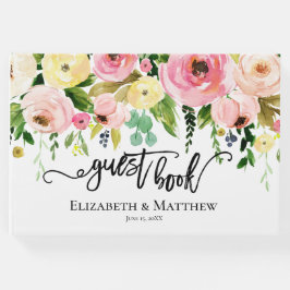 Vattenfärgsblommor Bröllop Guest Bok
