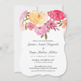 Vattenfärgsblommor Bröllop Rehearsal Middag Inbjudningar