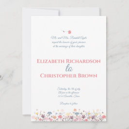 Vattenfärgsblommor Bröllop som är värdade av föräl Inbjudningar