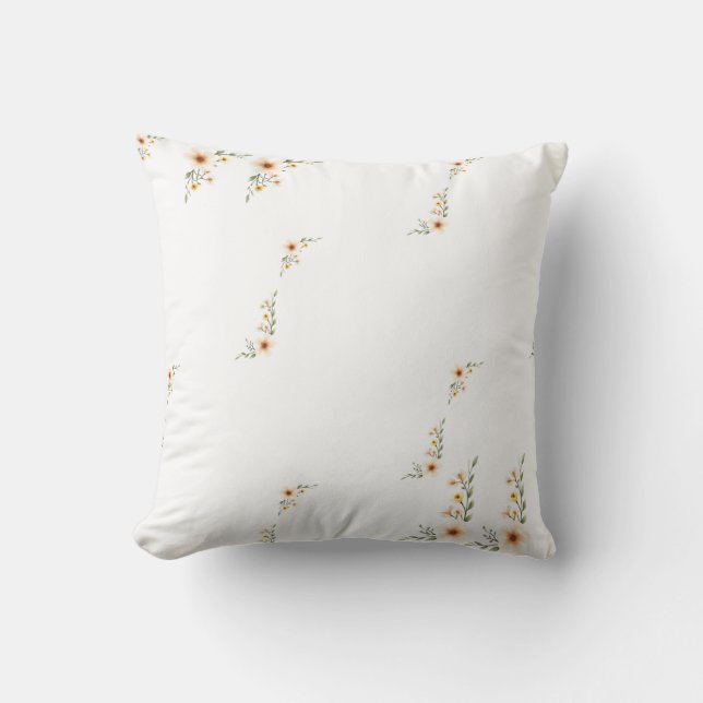 Vattenfärgsblommor, cute-minimalister kudde (Framsida)