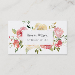 vattenfärgsblommor, decor visitkort