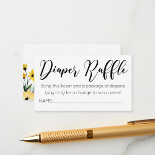 Vattenfärgsblommor Diaper Raffle Biljett Tilläggskort