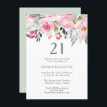 vattenfärgsblommor Elegant 21:a födelsedag Inbjudningar<br><div class="desc">vattenfärgsblommor Elegant 21:a födelsedagarinbjudan vacker elegant blommigt vattenfärgsdesign Fully Anpassade / personlig</div>