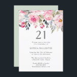 vattenfärgsblommor Elegant 21:a födelsedag Inbjudningar<br><div class="desc">vattenfärgsblommor Elegant 21:a födelsedagarinbjudan vacker elegant blommigt vattenfärgsdesign Fully Anpassade / personlig</div>