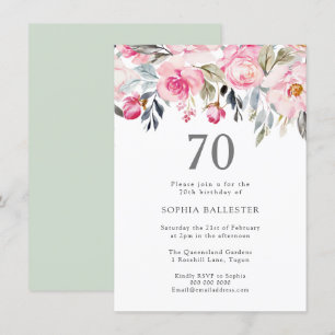  vattenfärgsblommor Elegant 70:e födelsedagen Inbjudningar