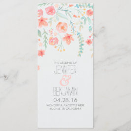 Vattenfärgsblommor Elegant bröllop-program Program