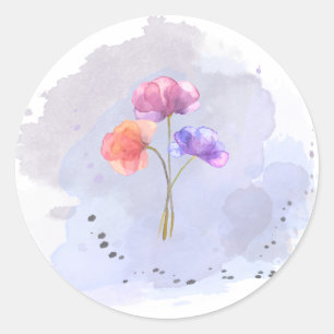 Vattenfärgsblommor - etikett