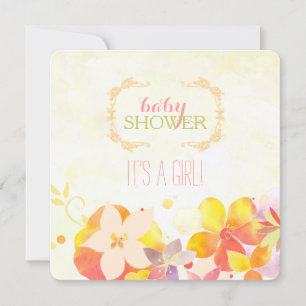 Vattenfärgsblommor Flicka Baby Shower Inbjudningar