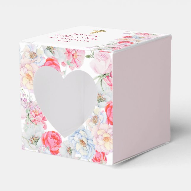 Vattenfärgsblommor första Communion Heart Presentaskar (Framsidan Sidan)