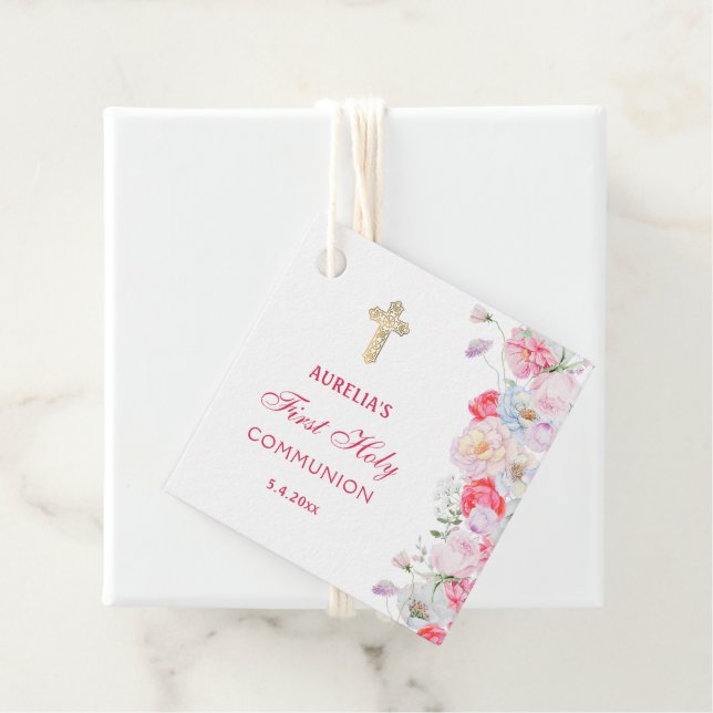 Vattenfärgsblommor första kommune gåvor etiketter (På plats)