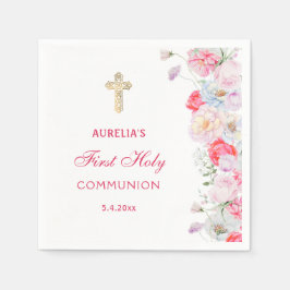 Vattenfärgsblommor första kommune pappersservett