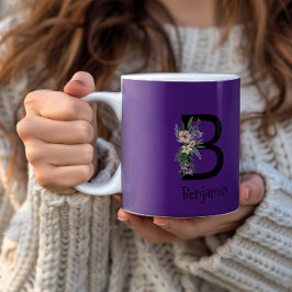 Vattenfärgsblommor, första lila kaffe mugg