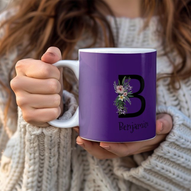 Vattenfärgsblommor, första lila kaffe mugg (Skapare uppladdad)