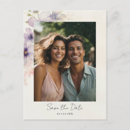 vattenfärgsblommor, fotot spara datumet vykort