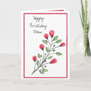Vattenfärgsblommor Grattis på födelsedagen Mamma Kort