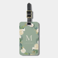 Vattenfärgsblommor guldblommor Monogram Sage-Grönt