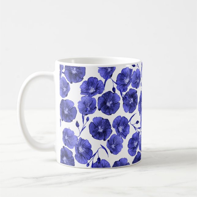 Vattenfärgsblommor i Fält: Botaniska Tapet Kaffemugg (Vänster)