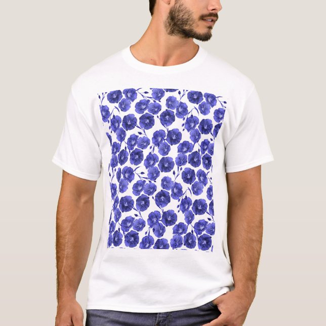 Vattenfärgsblommor i Fält: Botaniska Tapet T Shirt (Framsida)