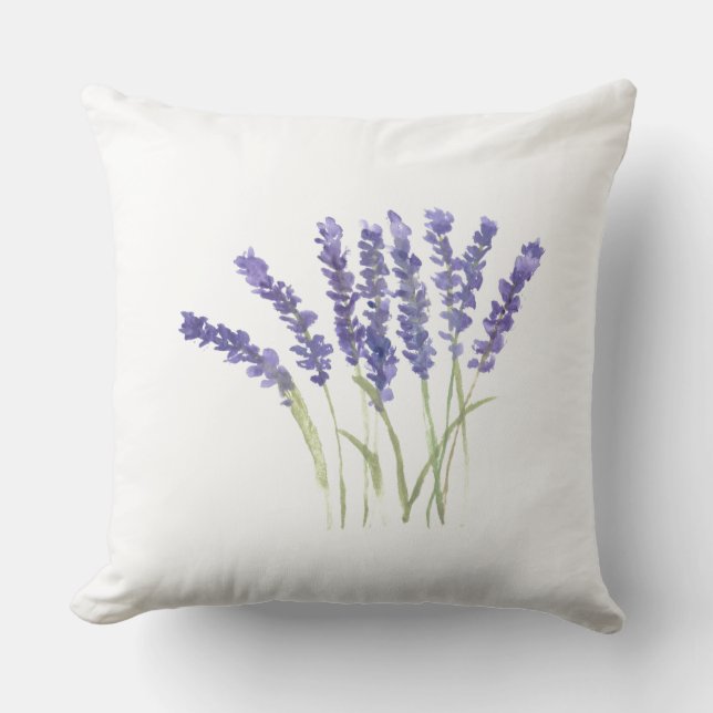 Vattenfärgsblommor i lavender örter lila Violet Kudde (Framsida)