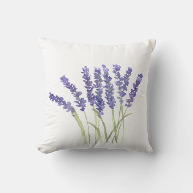 Vattenfärgsblommor i lavender örter lila Violet Kudde (Framsida)