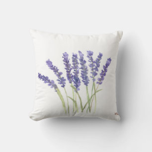 Vattenfärgsblommor i lavender örter lila Violet Kudde