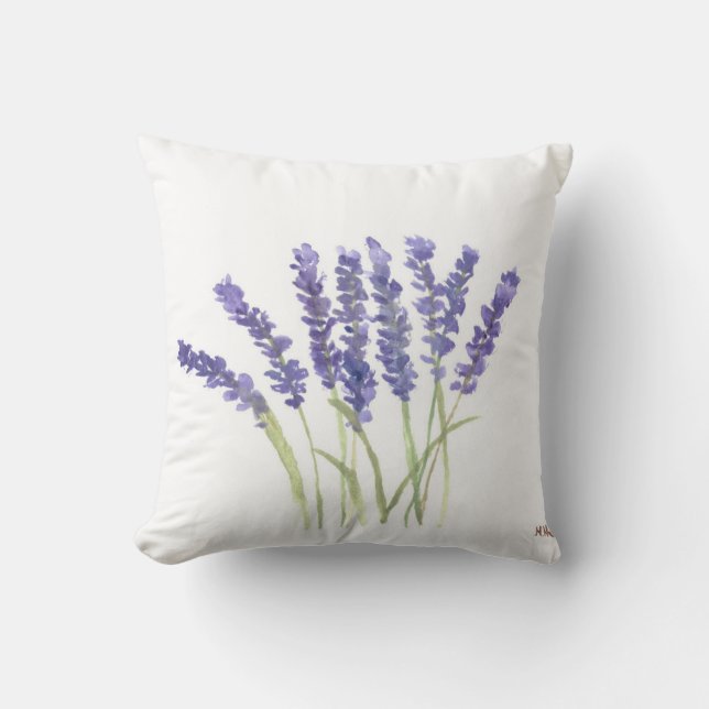 Vattenfärgsblommor i lavender örter lila Violet Kudde (Framsida)