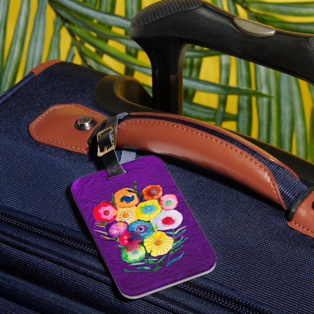 Vattenfärgsblommor i lila av blommigt bagagebricka (Framsida Insitu 1)