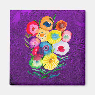 Vattenfärgsblommor i lila av blommigt magnet