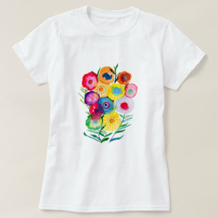 Vattenfärgsblommor i lila av blommigt t shirt