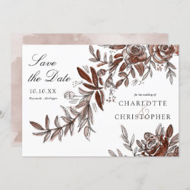  vattenfärgsblommor i rosa sparar datum inbjudningar