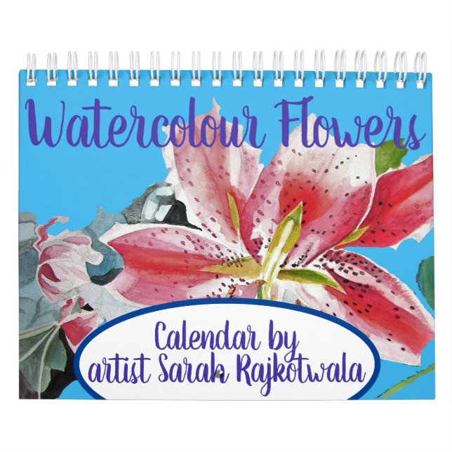 Vattenfärgsblommor Kalenderhandfärgad bild Kalender (Omslag)