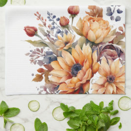 Vattenfärgsblommor- Kökshandduk