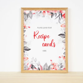 Vattenfärgsblommor lämnar ditt recept-kort poster