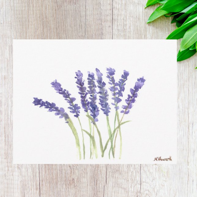 Vattenfärgsblommor, Lila Blommigt, rustik Vykort (Skapare uppladdad)