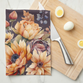 Vattenfärgsblommor-Lila- Kökshandduk