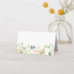 Vattenfärgsblommor med guldfoil Greenery Bröllop Placeringskort