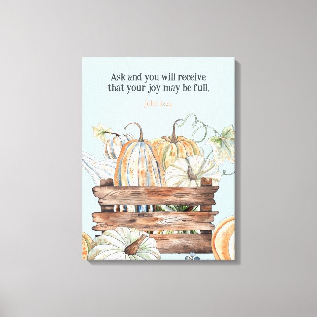 Vattenfärgsblommor med joy Bible Verse Canvastryck (Framsida)