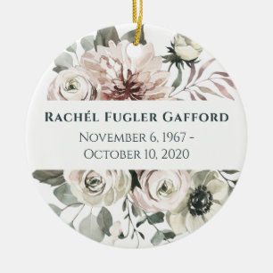 Vattenfärgsblommor Memorial Ceramic Photo Ornament