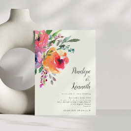 Vattenfärgsblommor Modern Elegant Bröllop Inbjudningar