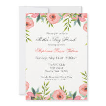 Vattenfärgsblommor Mors dag Brunch Inbjudan