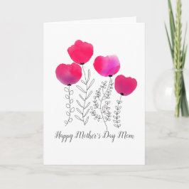 Vattenfärgsblommor Mors dag Kort