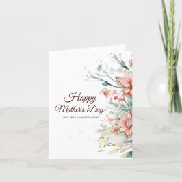 Vattenfärgsblommor Mors dag Tack Kort