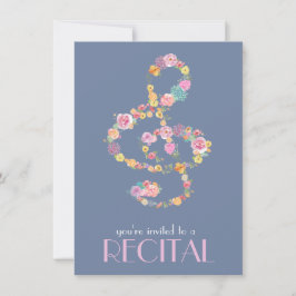 Vattenfärgsblommor musik treble clef inbjudningar