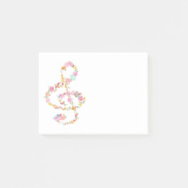 Vattenfärgsblommor musik treble clef post-it block