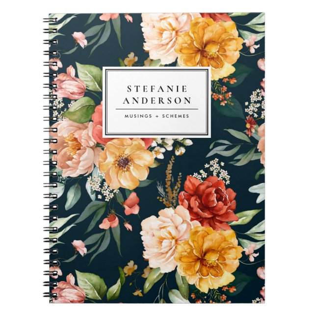 Vattenfärgsblommor och Greenery Mönster Anteckningsbok (Framsidan)