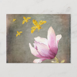 Vattenfärgsblommor och Guld-bin Vykort
